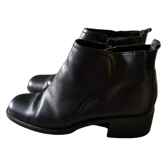 Women's Black Leather Booties Dockers Side Zip Womens 8M Excellent Condition - Picture 5 of 6